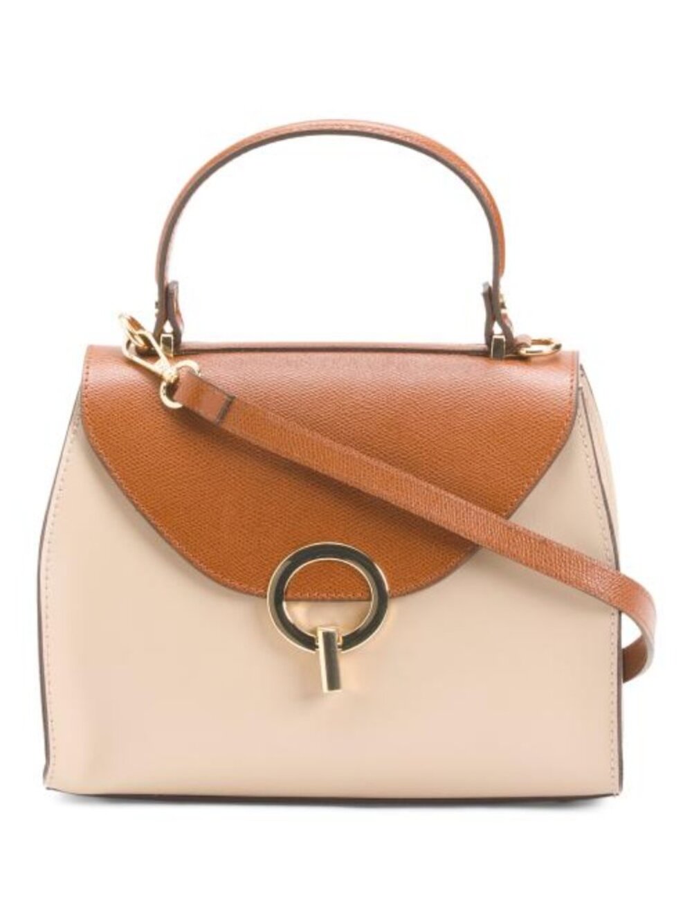 CHEVAL Made In Italy Leather Satchel With Top Handle Flap
